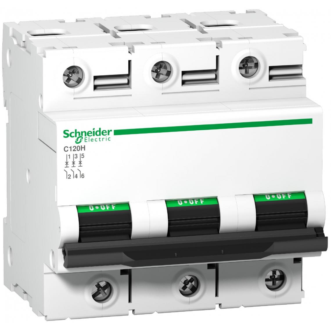 Schneider Electric - disjoncteur schneider - c120h - 3 pôles - 80 ampères - courbe c - schneider electric a9n18468 - Coupe-circuits et disjoncteurs