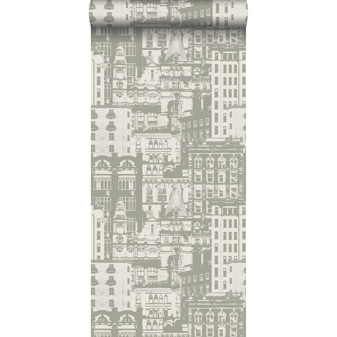 ESTAhome - ESTAhome papier peint bâtiments taupe - 138224 - 53 cm x 10,05 m - Papier peint