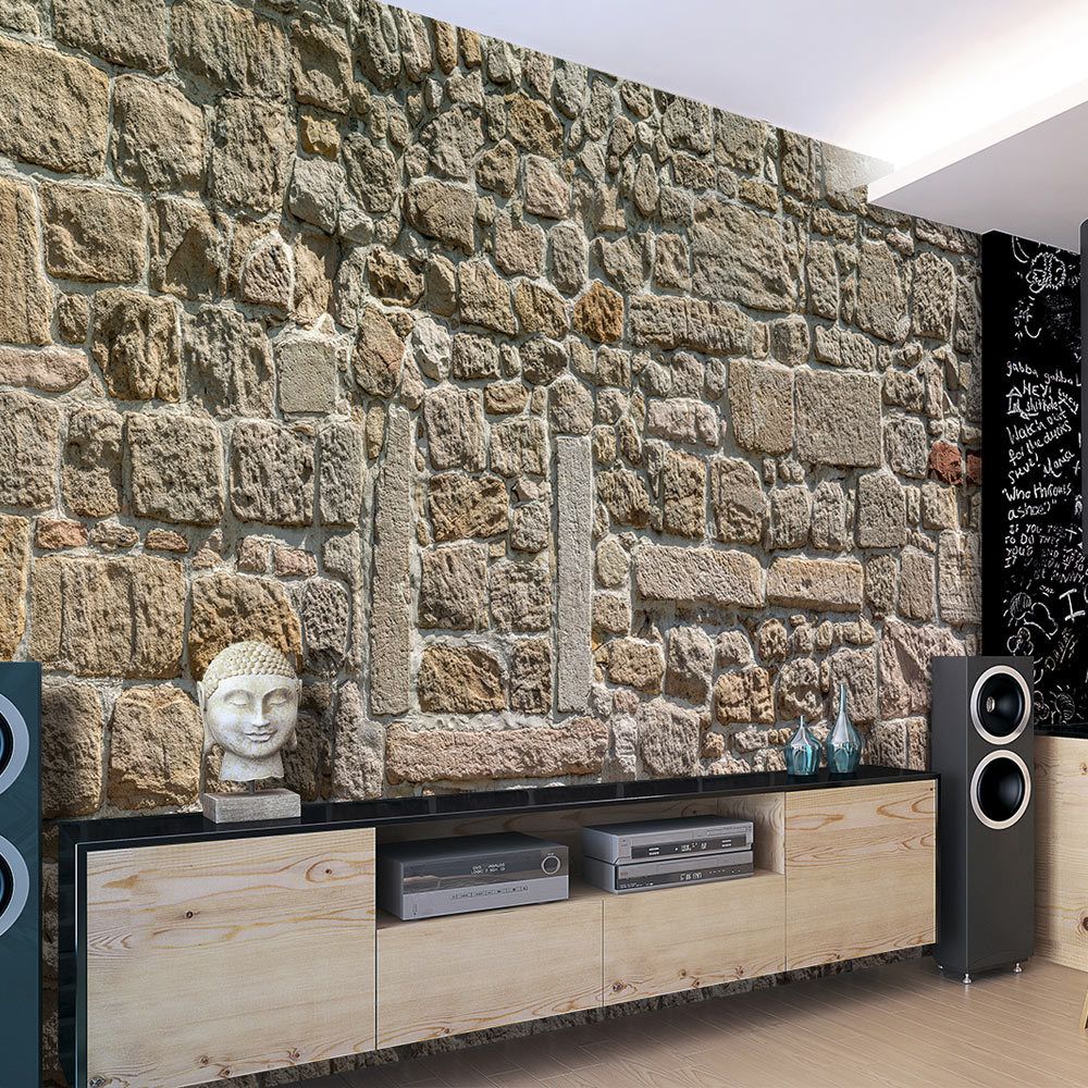 Bimago - Papier peint - Wall From Stones - Décoration, image, art | Fonds et Dessins | Pierre | - Papier peint