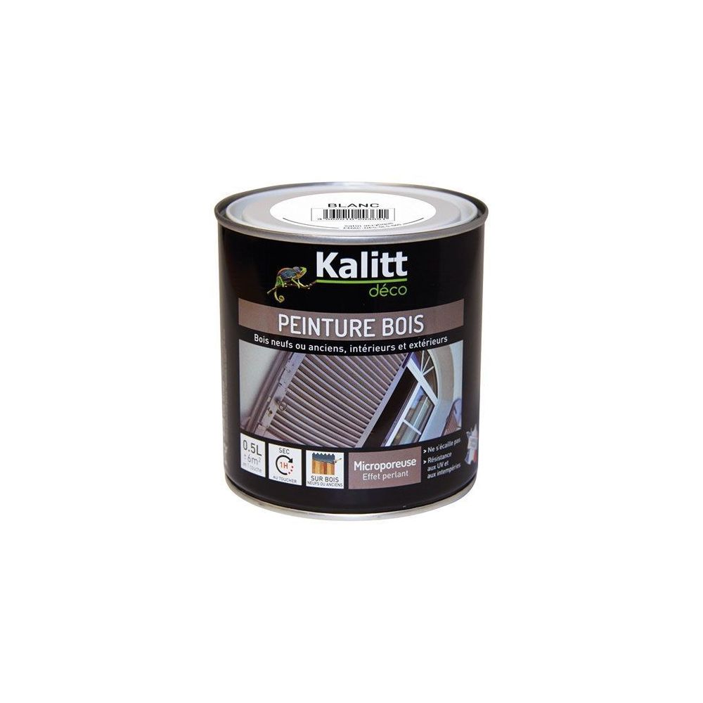 marque generique - Peinture bois - Microporeuse - Satin - Blanc - 0.5 L - KALITT - Peinture intérieure
