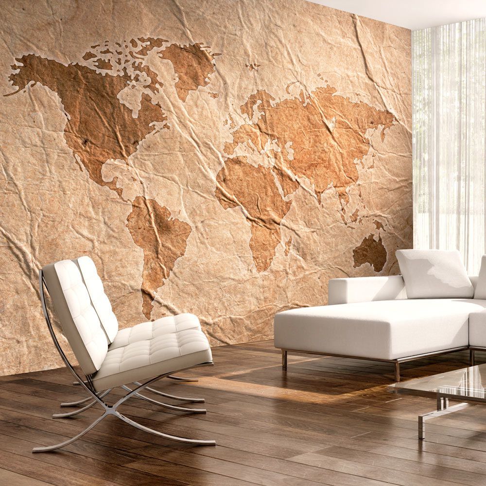 Bimago - Papier peint - Sandy Map - Décoration, image, art | Carte du monde | - Papier peint