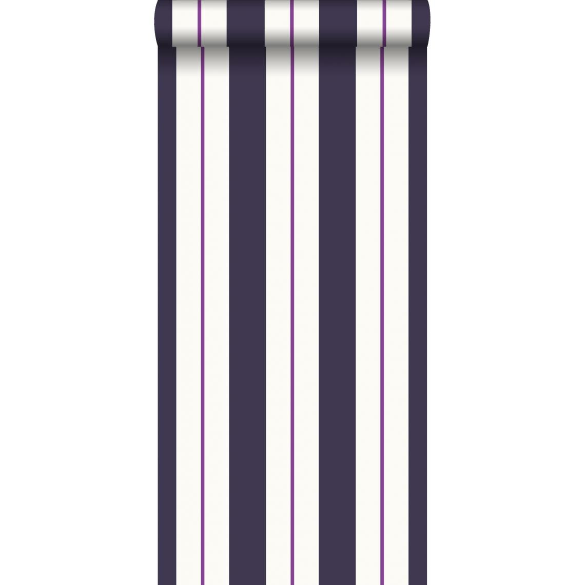 ESTAhome - ESTAhome papier peint à rayures violet - 116505 - 53 cm x 10,05 m - Papier peint