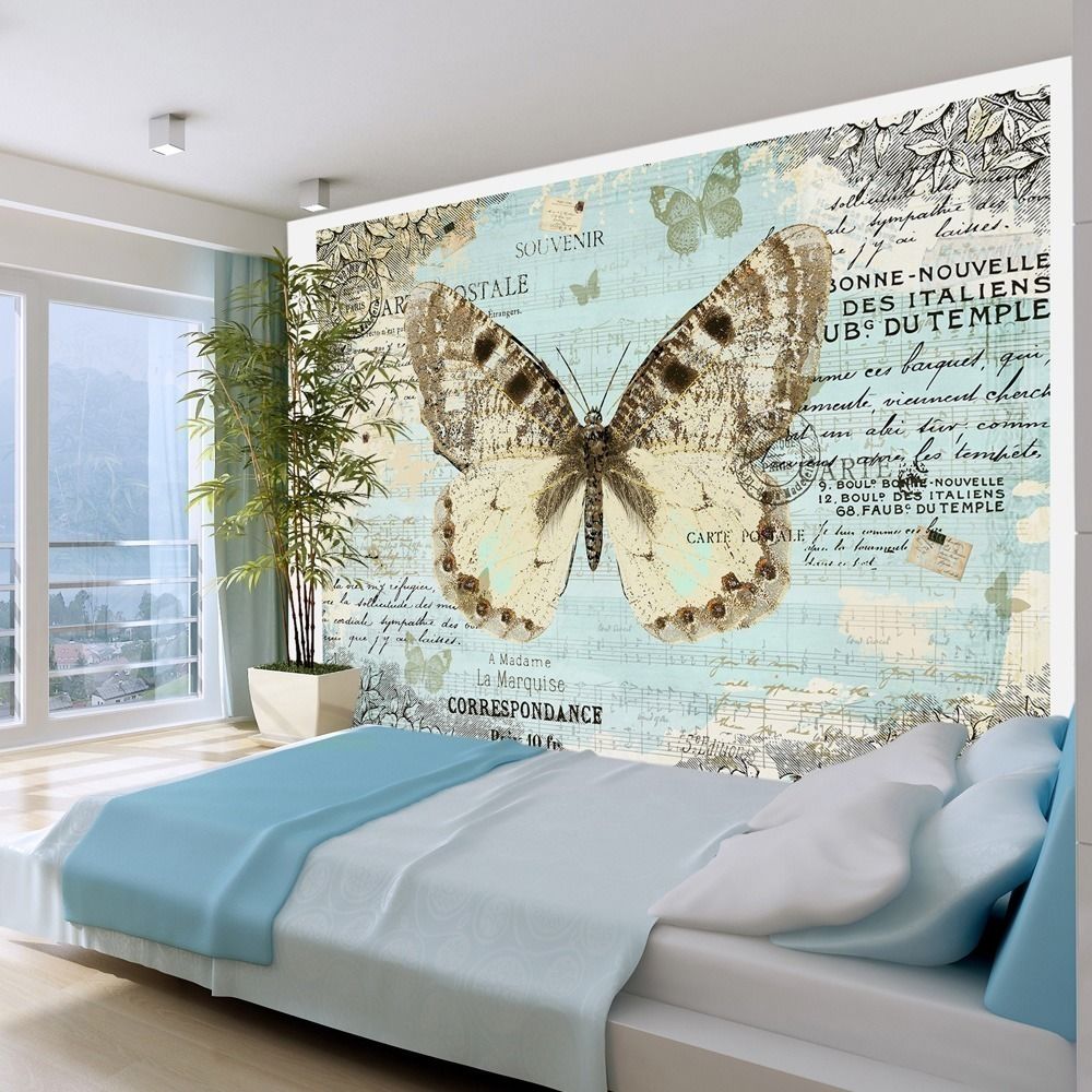 Artgeist - Papier peint - Postcard with butterfly 350x245 - Papier peint