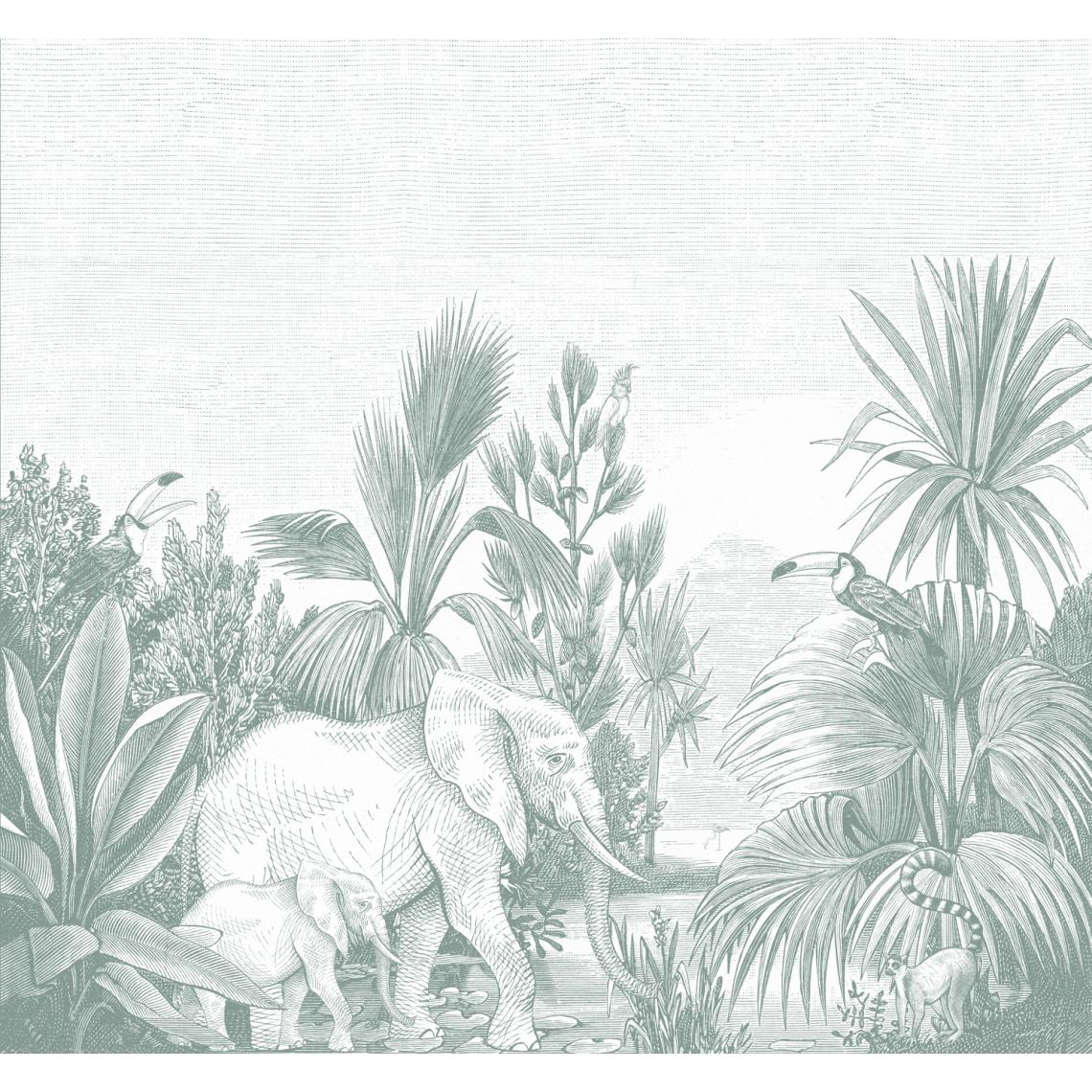 ESTAhome - ESTAhome papier peint panoramique jungle vert - 159060 - 3 x 2.79 m - Papier peint