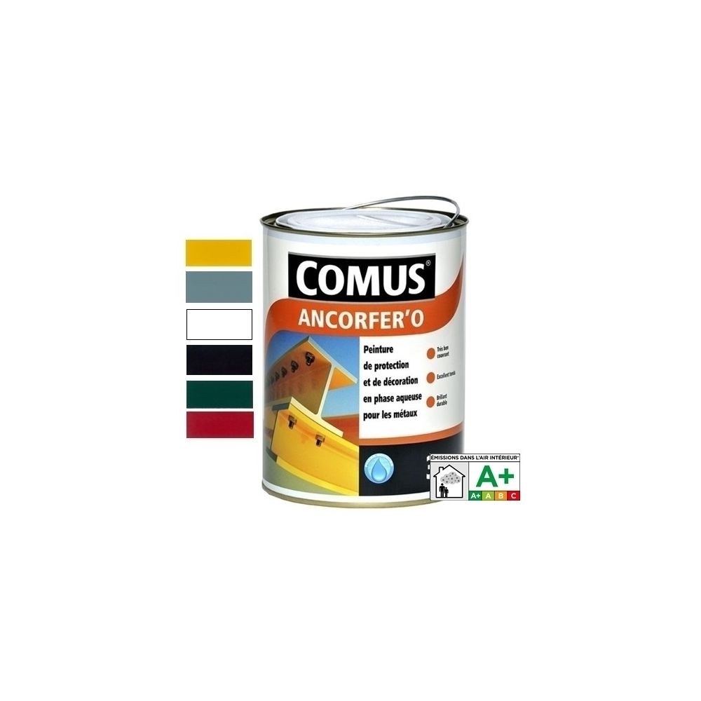 Comus - ANCORFER'O 3L Vert mousse - Peinture-laque de finition antirouille en phase aqueuse pour métaux et autres supports (bois, plâtre...) - COMUS - Peinture intérieure