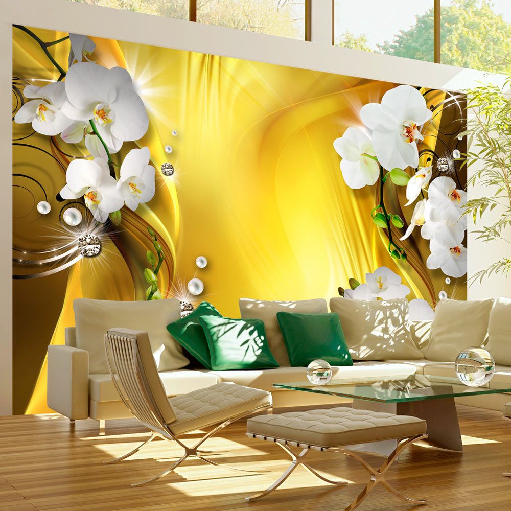 marque generique - 250x175 Papier peint Orchidées Fleurs Superbe Orchid in Gold - Papier peint