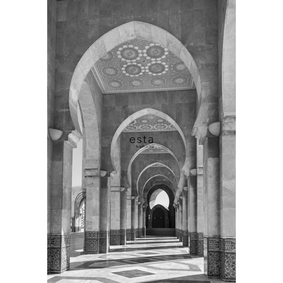 ESTAhome - ESTAhome papier peint panoramique Galerie de Riad marocain Marrakech noir et blanc - 158824 - 1.86 x 2.79 m - Papier peint