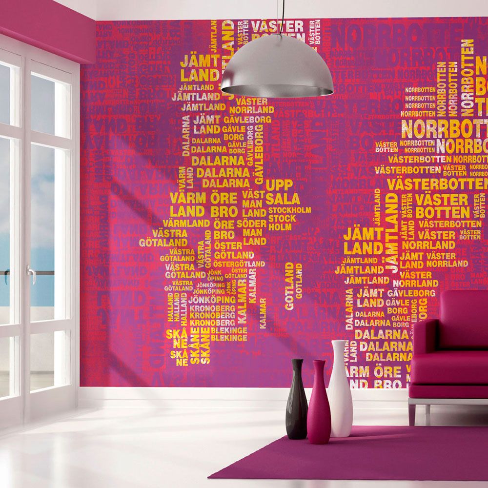 Bimago - Papier peint | Text map of Sweden on pink background | 300x231 | | - Papier peint