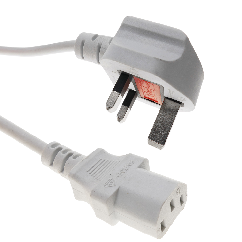 Bematik - Fil électrique norme britannique BS 1363-1-CEI-60320-C13 1.8m blanc - Fils et câbles électriques