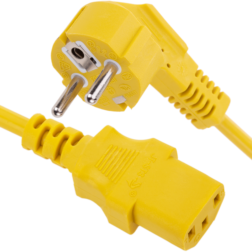 Bematik - Cordon électrique IEC60320 C13 à Schuko couches en jaune 1.8m - Fils et câbles électriques