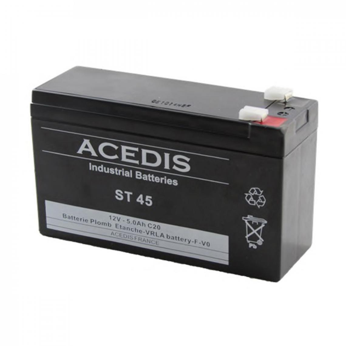 Optex - Batterie Plomb Etanche AGM VRLA - Acedis ST 45 - 12 V 5,1 Ah - Piles rechargeables