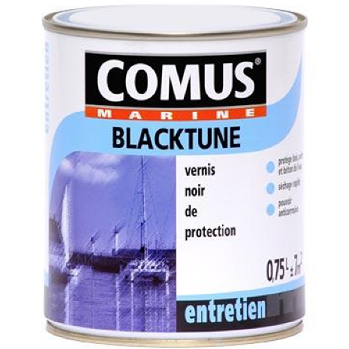 Comus - BLACKTUNE 0,75L - Vernis de protection noir bitumeux à base de brai de pétrole - COMUS MARINE - Peinture extérieure