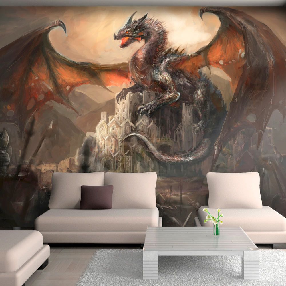 marque generique - 200x140 Papier peint Fantaisie Magnifique Dragon castle - Papier peint
