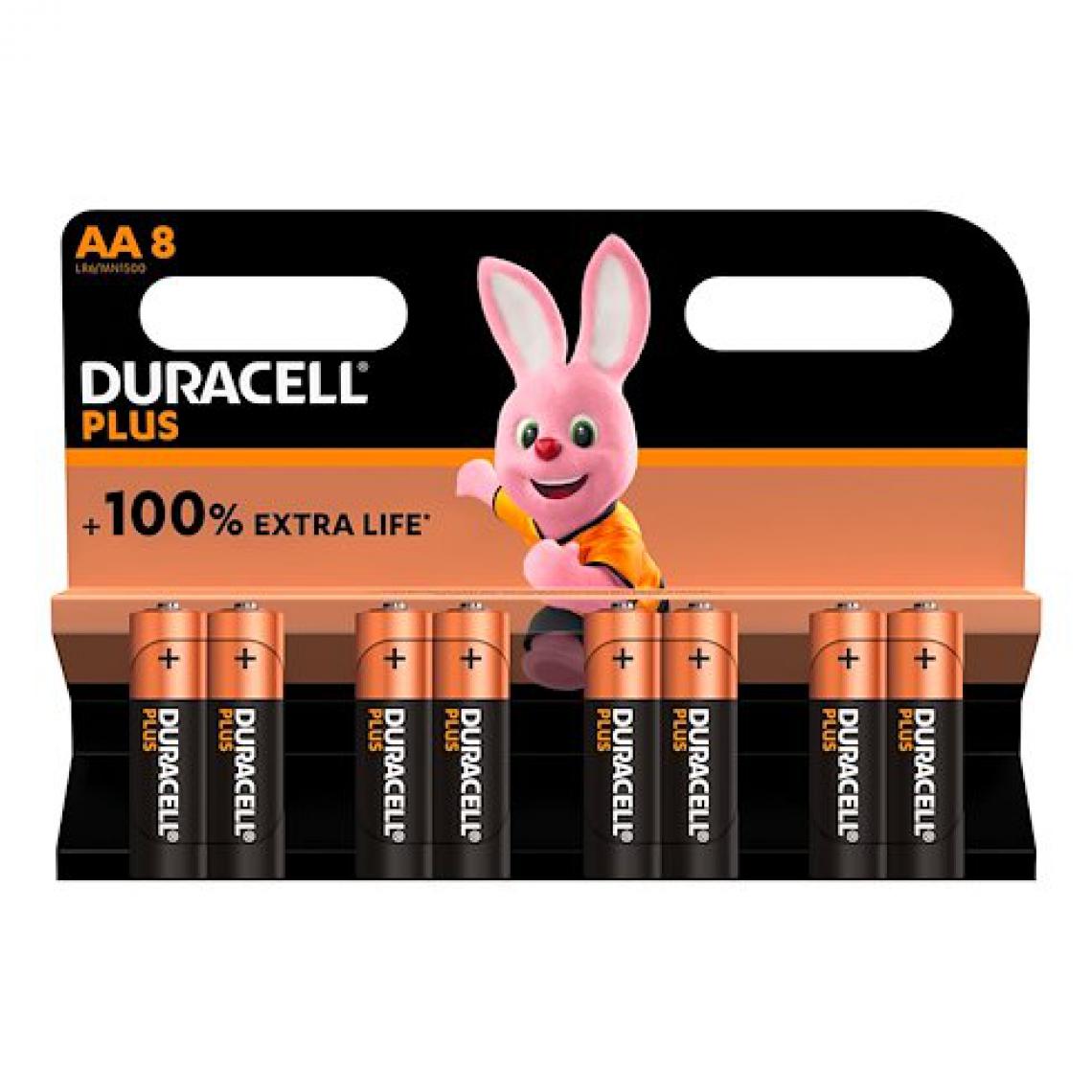 Duracell - Pile Alcaline AA LR06 Duracell Plus - Blister de 8 - Piles rechargeables