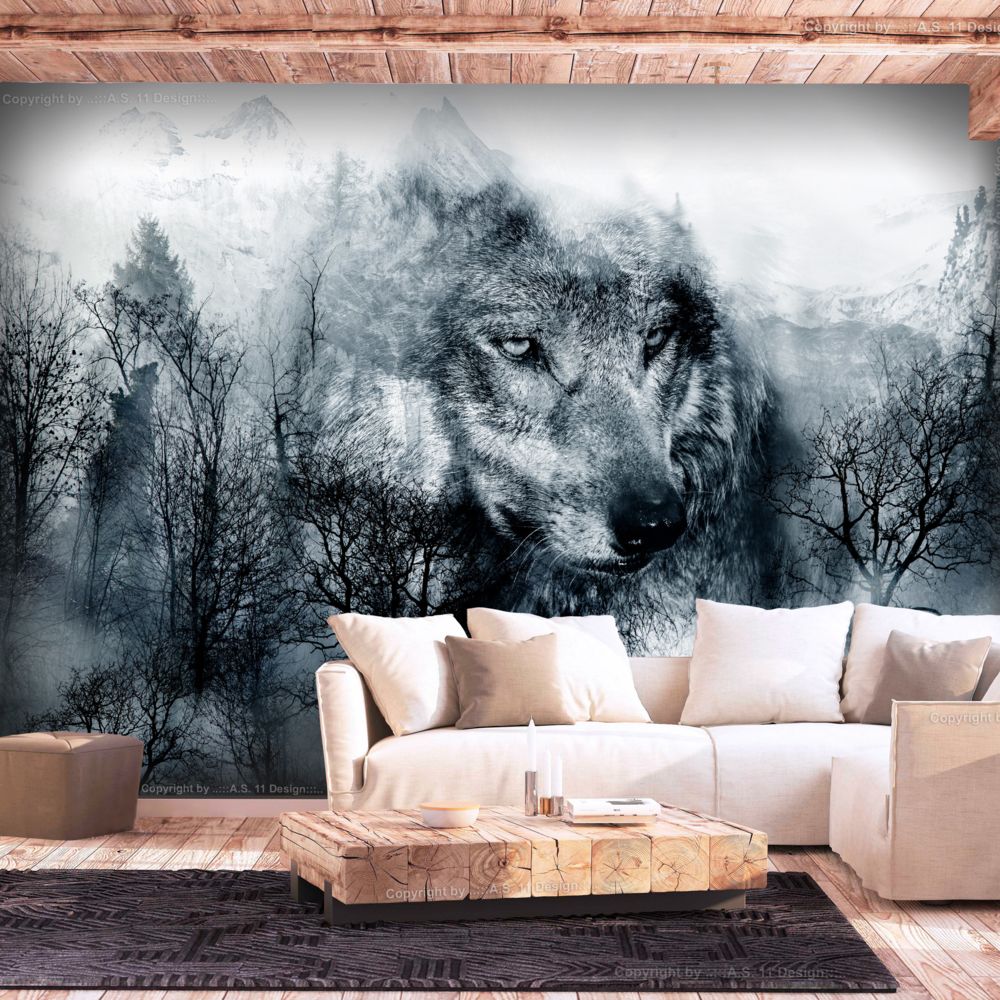 Bimago - Papier peint - Mountain Predator (Black and White) - Décoration, image, art | Animaux | - Papier peint