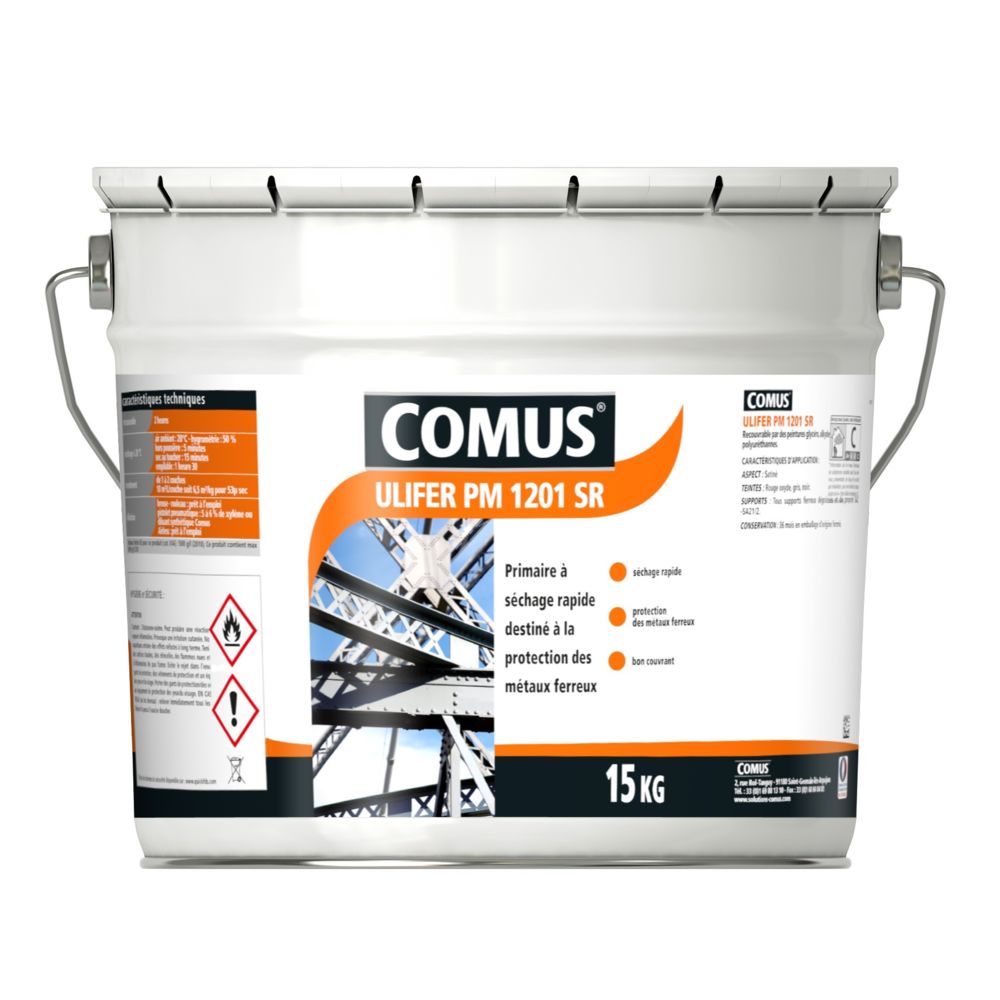 Comus - ULIFER PM 1201 SR - GRIS FONCE 15 KG Primaire pour métaux ferreux - COMUS - Sous-couche plafond & mur