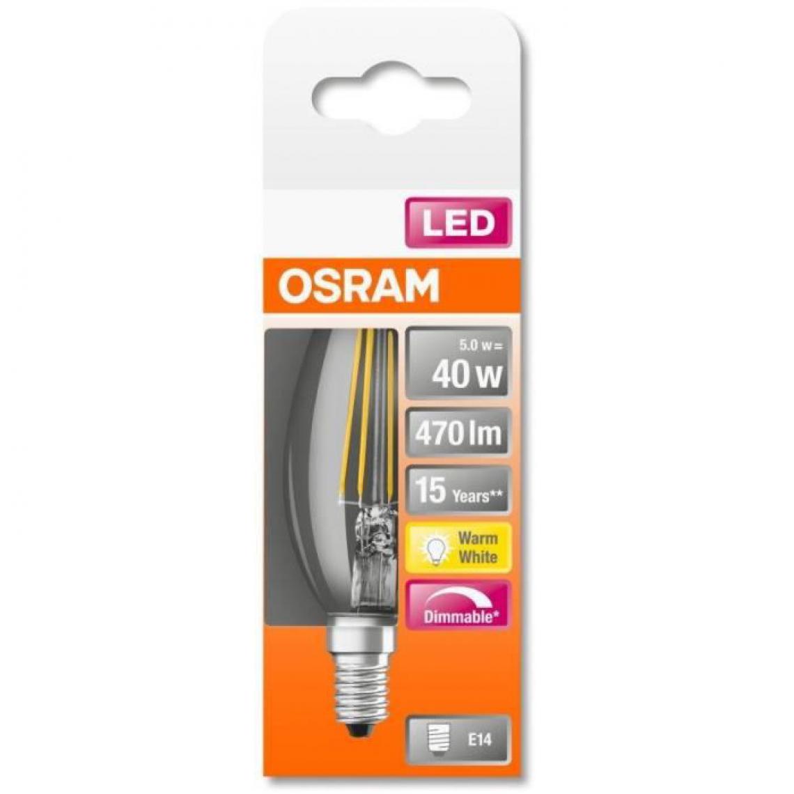 Osram - Ampoule LED Flamme clair filament variable - 4,4W - Ampoules LED