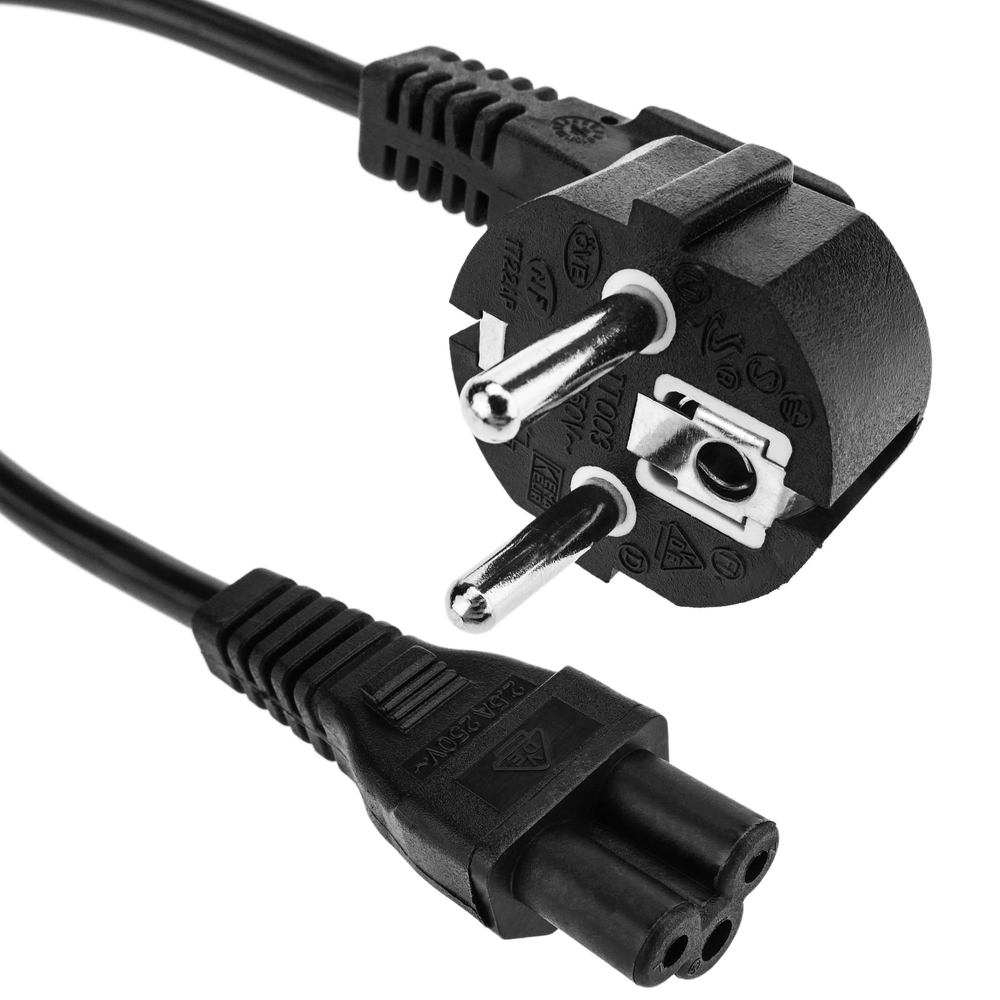 Bematik - Câble électrique IEC-60320. Cordon alimentation C5 à schuko mâle 1,8 m noir - Fils et câbles électriques