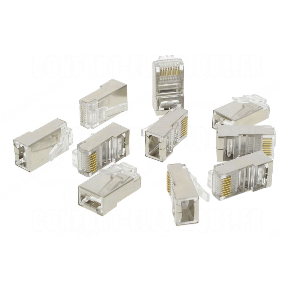 Gigamedia - boite de 10 connecteurs rj 45 catégories 5 stp 8 contacts - Fiches électriques