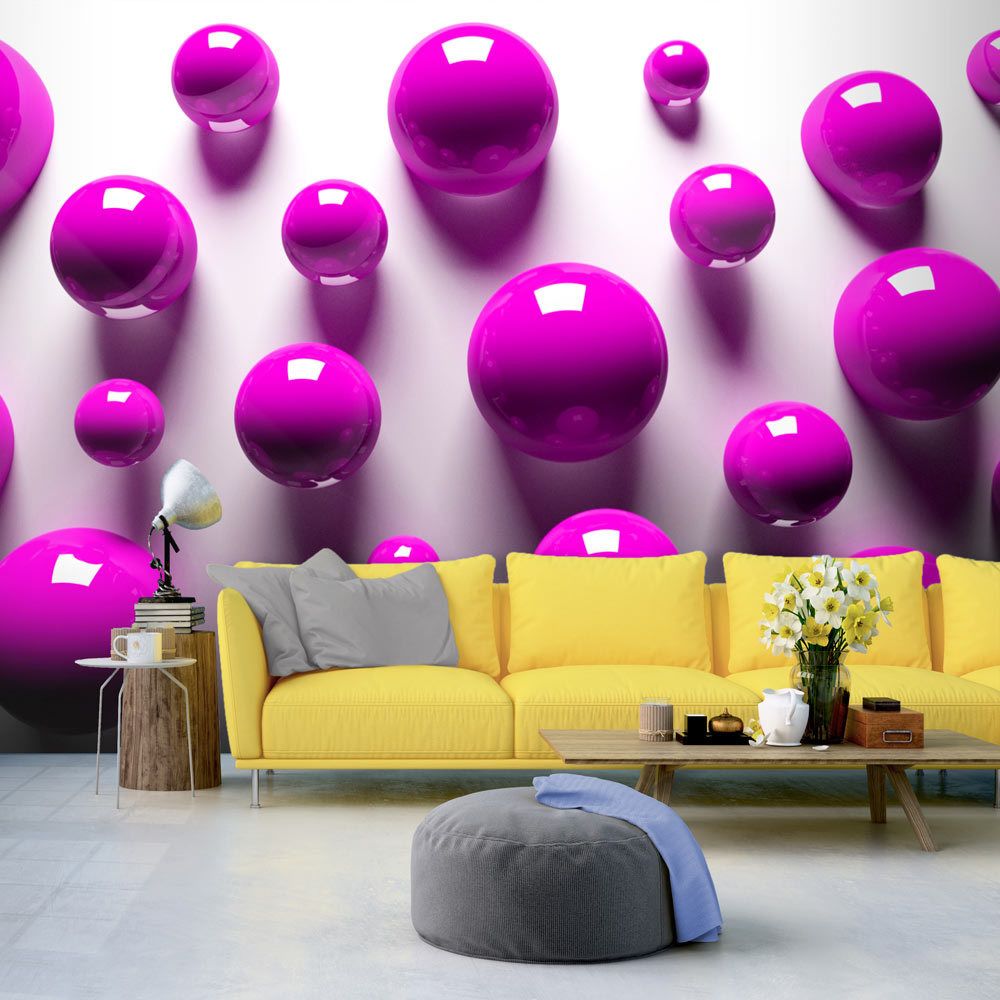 marque generique - 200x140 Papier peint 3D 3D et Perspective Magnifique Purple Balls - Papier peint
