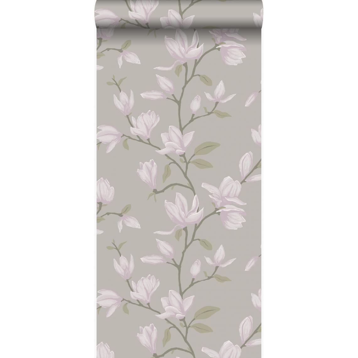 Origin - Origin papier peint magnolia taupe clair - 347048 - 53 cm x 10,05 m - Papier peint