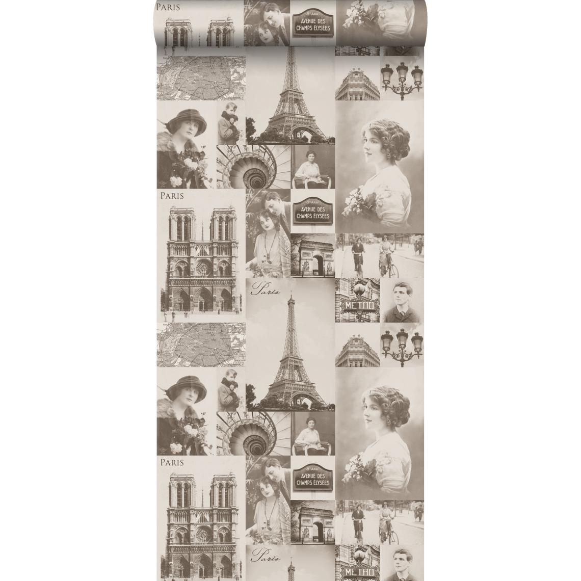 ESTAhome - ESTAhome papier peint Paris brun sépia - 138148 - 53 cm x 10,05 m - Papier peint