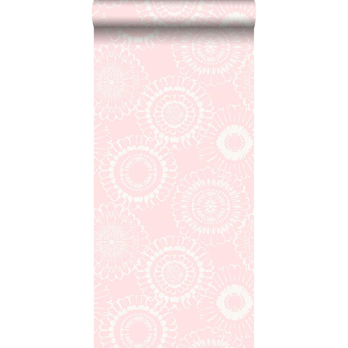 ESTAhome - ESTAhome papier peint fleurs rose clair - 128860 - 53 cm x 10.05 m - Papier peint