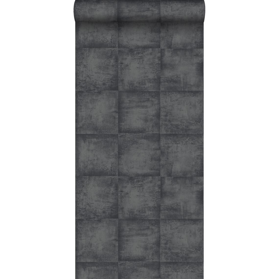 ESTAhome - ESTAhome papier peint effet béton noir - 138204 - 53 cm x 10,05 m - Papier peint