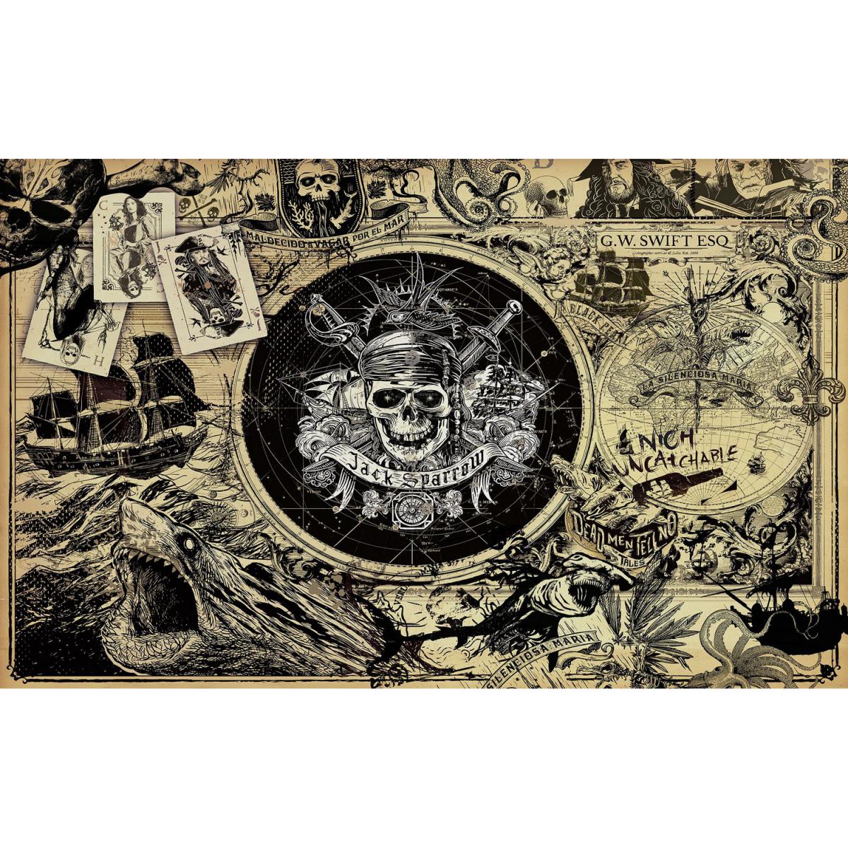 Komar - Papier Peint intissé panoramique Pirate des Carïbes 5 fond sépia Disney 400X250CM - Papier peint