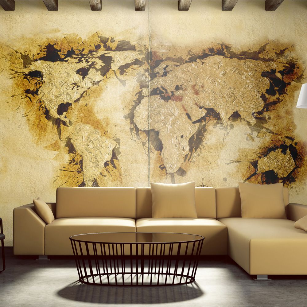 Bimago - Papier peint - Gold-diggers' map of the World - Décoration, image, art | Carte du monde | 450x270 cm | XXl - Grand Format | - Papier peint