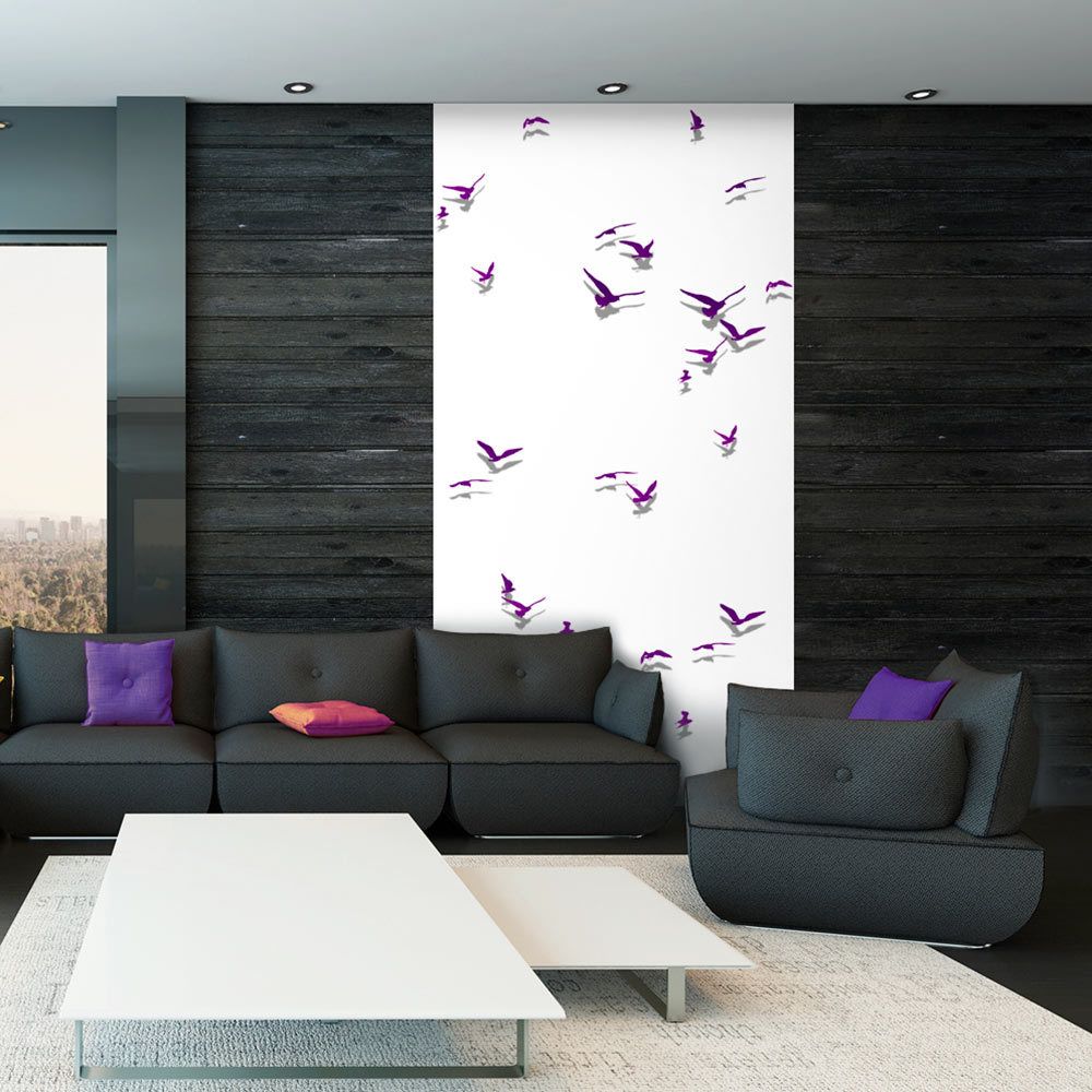 Bimago - Papier peint | Purple Birds | 50x1000 | Deko Panels | - Papier peint