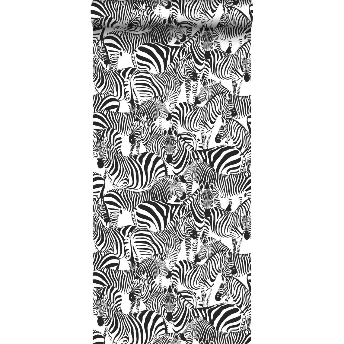 ESTAhome - ESTAhome papier peint zèbres noir et blanc - 139155 - 0.53 x 10.05 m - Papier peint