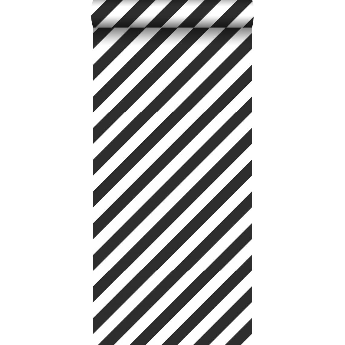 ESTAhome - ESTAhome papier peint à rayures noir et blanc - 139112 - 0.53 x 10.05 m - Papier peint