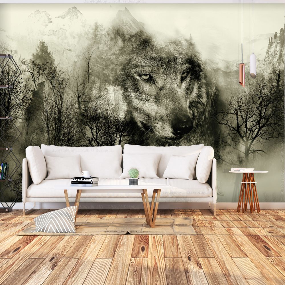 Bimago - Papier peint - Mountain Predator (Beige) - Décoration, image, art | Animaux | - Papier peint