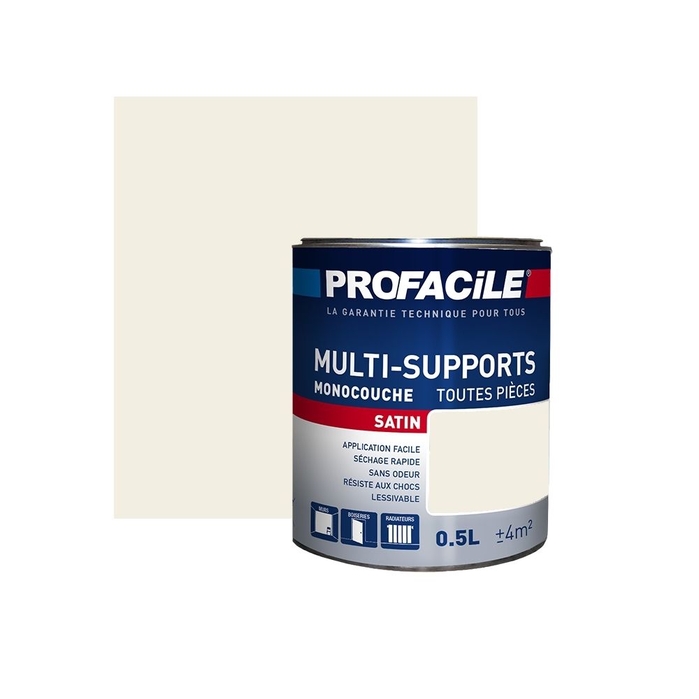 Profacile - Peinture intérieure multi-supports, PROFACILE-0.5 litre-Blanc Cassé - Peinture & enduit rénovation