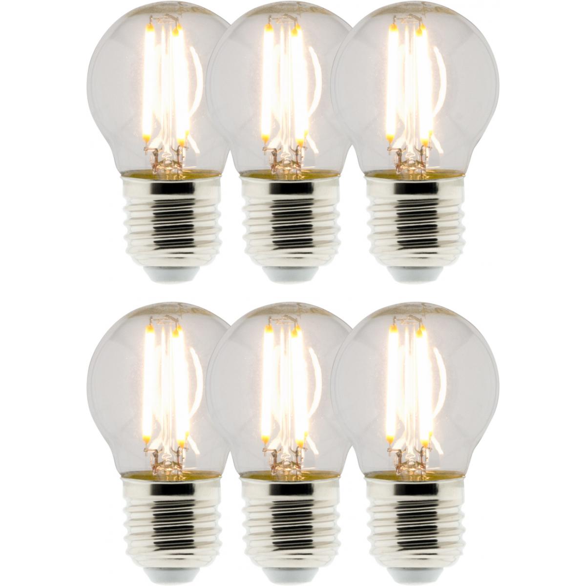 Elexity - Lot de 6 Ampoules Déco filament LED Sphérique 4W E27 470lm 2700K - Ampoules LED
