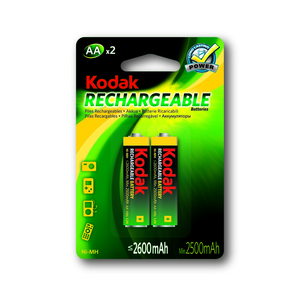 Kodak - KODAK - Piles rechargeables - Ni-MH - AA / LR06 - 2600 mAh - pack de 2-- - Piles standard