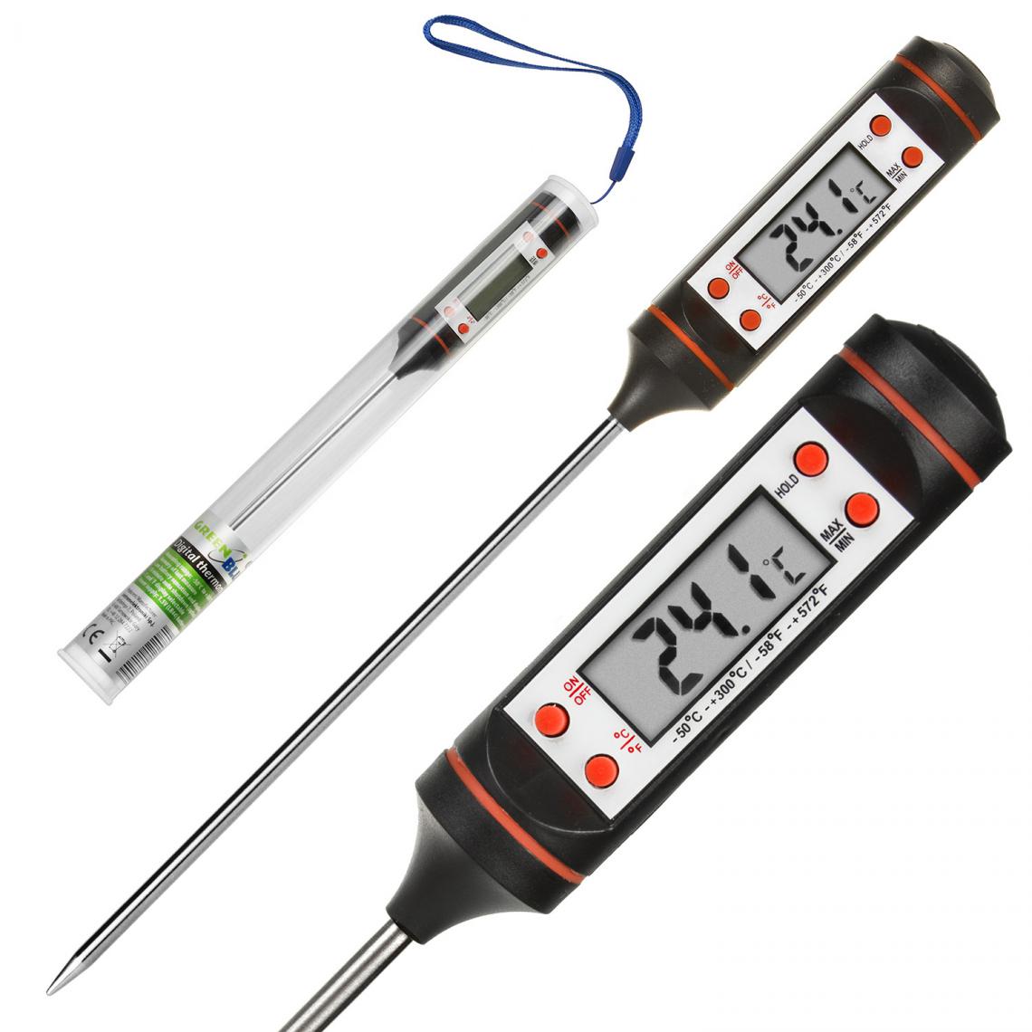 Greenblue - Thermomètre / sonde pour aliments GreenBlue GB178, longueur de sonde 15 cm, plage de température -50°C à +300°C, précision 0,1°C - Appareils de mesure