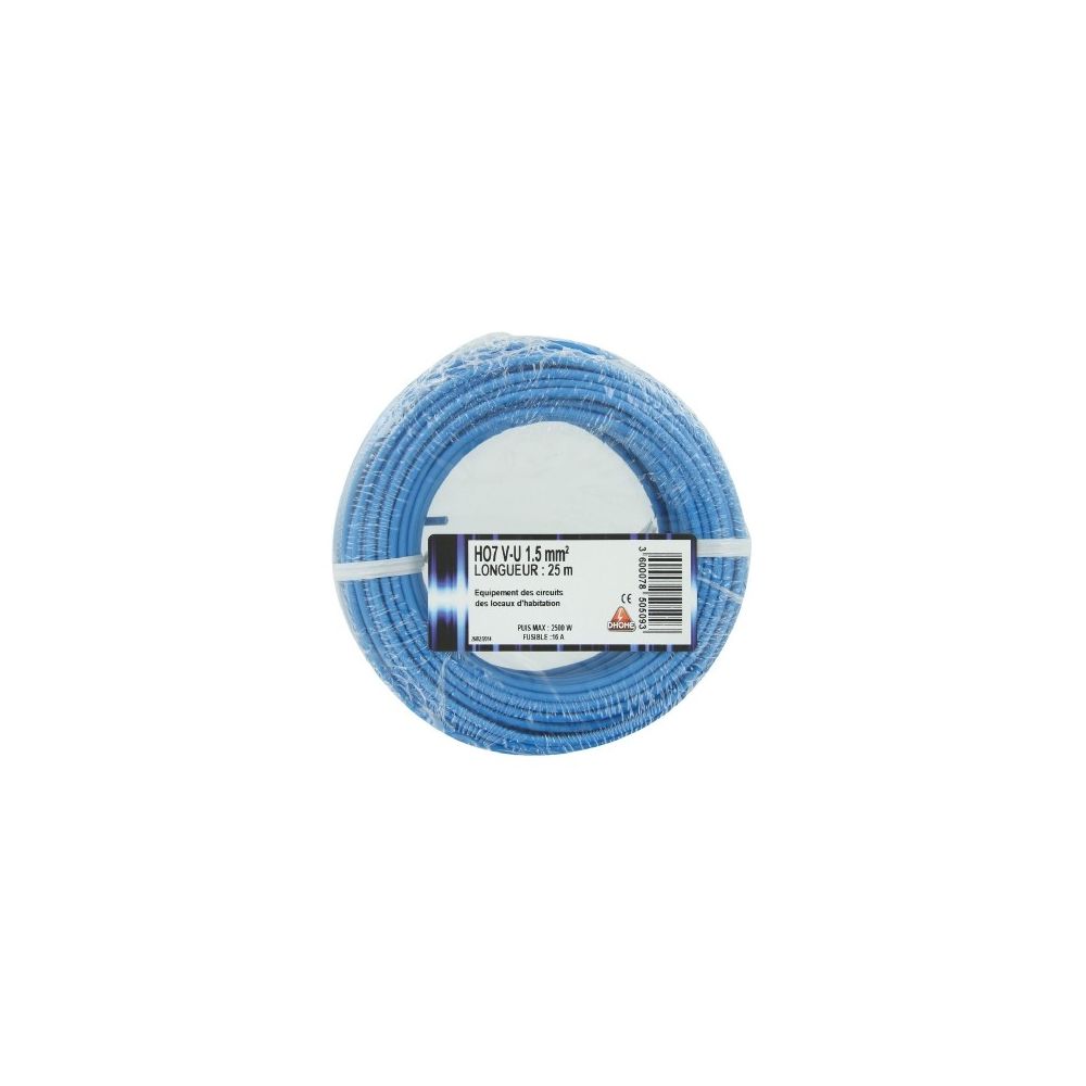 Dhome - H07 v-u 1,5 mm² vg 25 bleu - Fils et câbles électriques