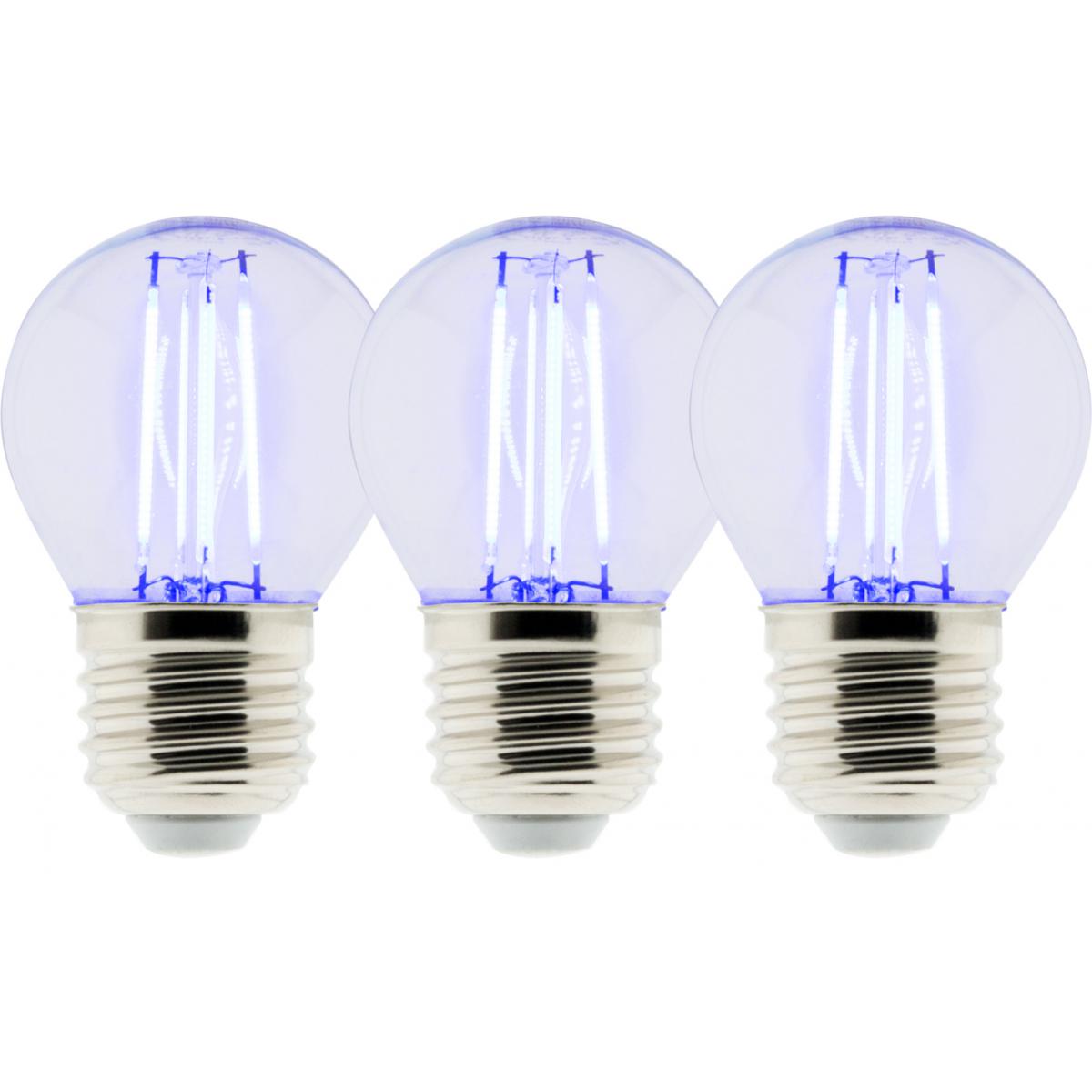 Elexity - Pack de 3 ampoule LED Déco filament bleu 3W E27 Sphérique - Ampoules LED