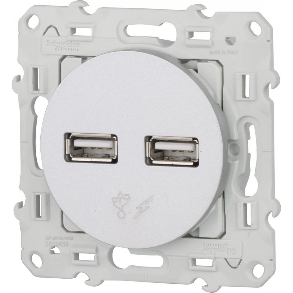 Schneider Electric - Double chargeur USB 2.1A 5V blanc Odace - Interrupteurs et prises en saillie