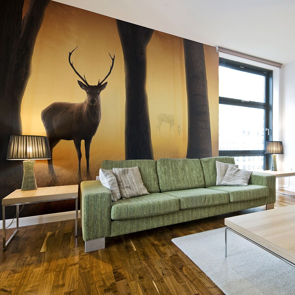 Bimago - Papier peint - Deer in his natural habitat - Décoration, image, art | Animaux | - Papier peint