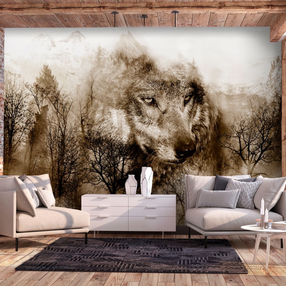 Bimago - Papier peint - Mountain Predator (Brown) - Décoration, image, art | Animaux | - Papier peint