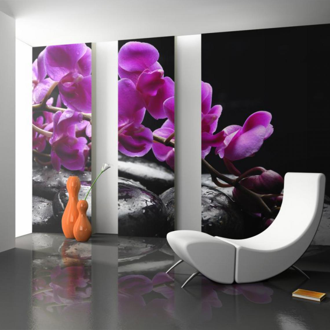 Artgeist - Papier peint - Moment de détente : orchidée et pierres zen .Taille : 250x193 - Papier peint