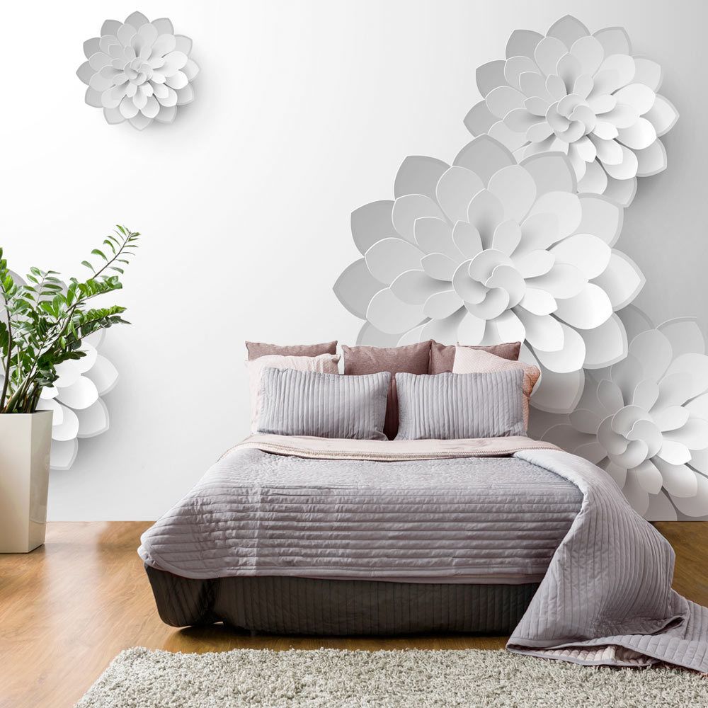 Bimago - Papier peint - White Garden - Décoration, image, art | Fonds et Dessins | Motifs floraux | - Papier peint