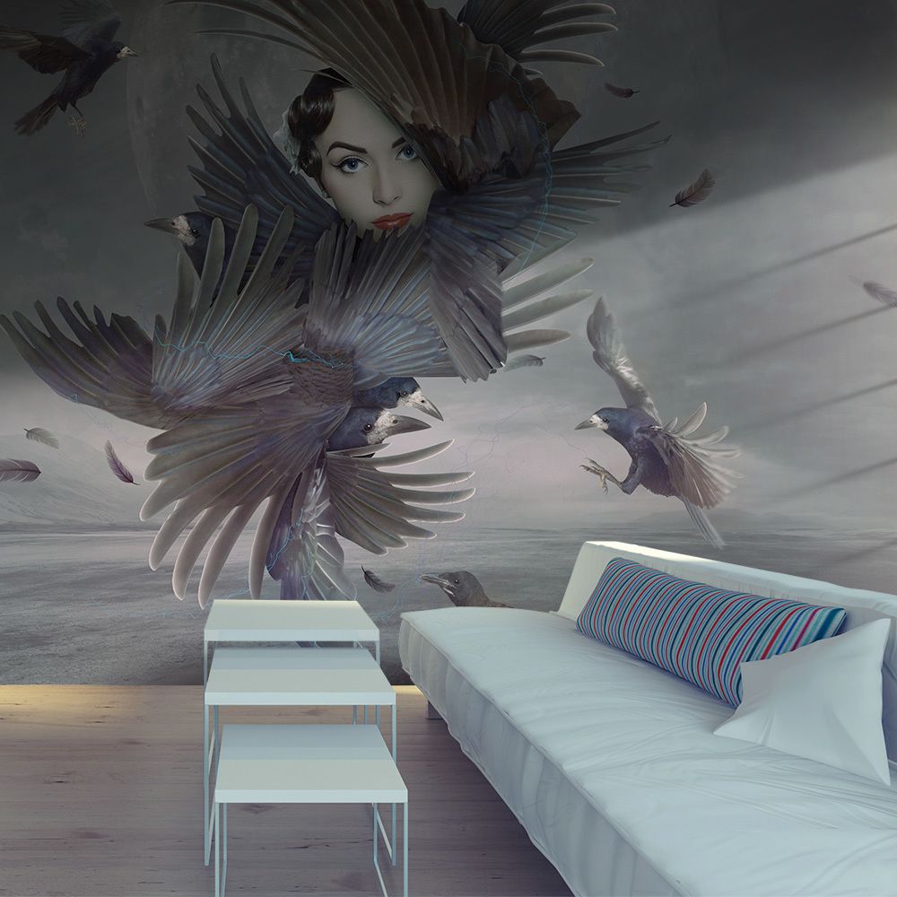 Bimago - Papier peint - Couverte de plumes - Décoration, image, art | Personnes | - Papier peint