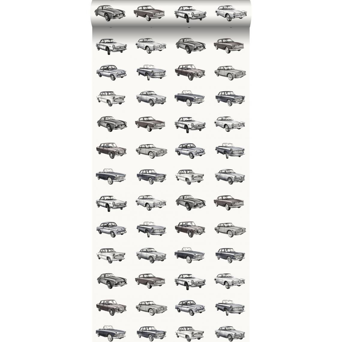 ESTAhome - ESTAhome papier peint voitures anciennes vintage noir - 138733 - 53 cm x 10,05 m - Papier peint