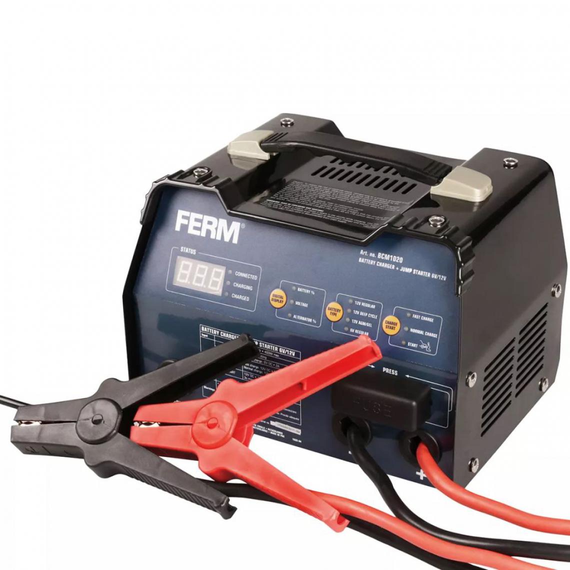 Ferm - FERM Chargeur de batterie 6 V/12 V 12 A BCM1020 - Chargeurs de piles