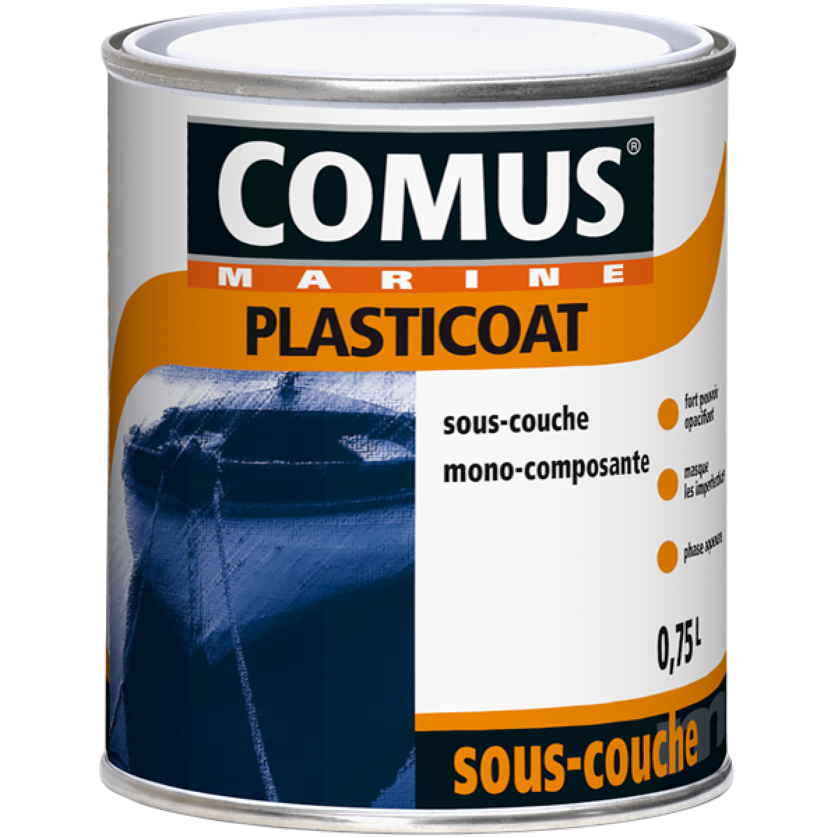 Comus - PLASTICOAT Blanc 0,75L - Sous-couche universelle mono-composante en phase aqueuse - COMUS MARINE - Peinture extérieure
