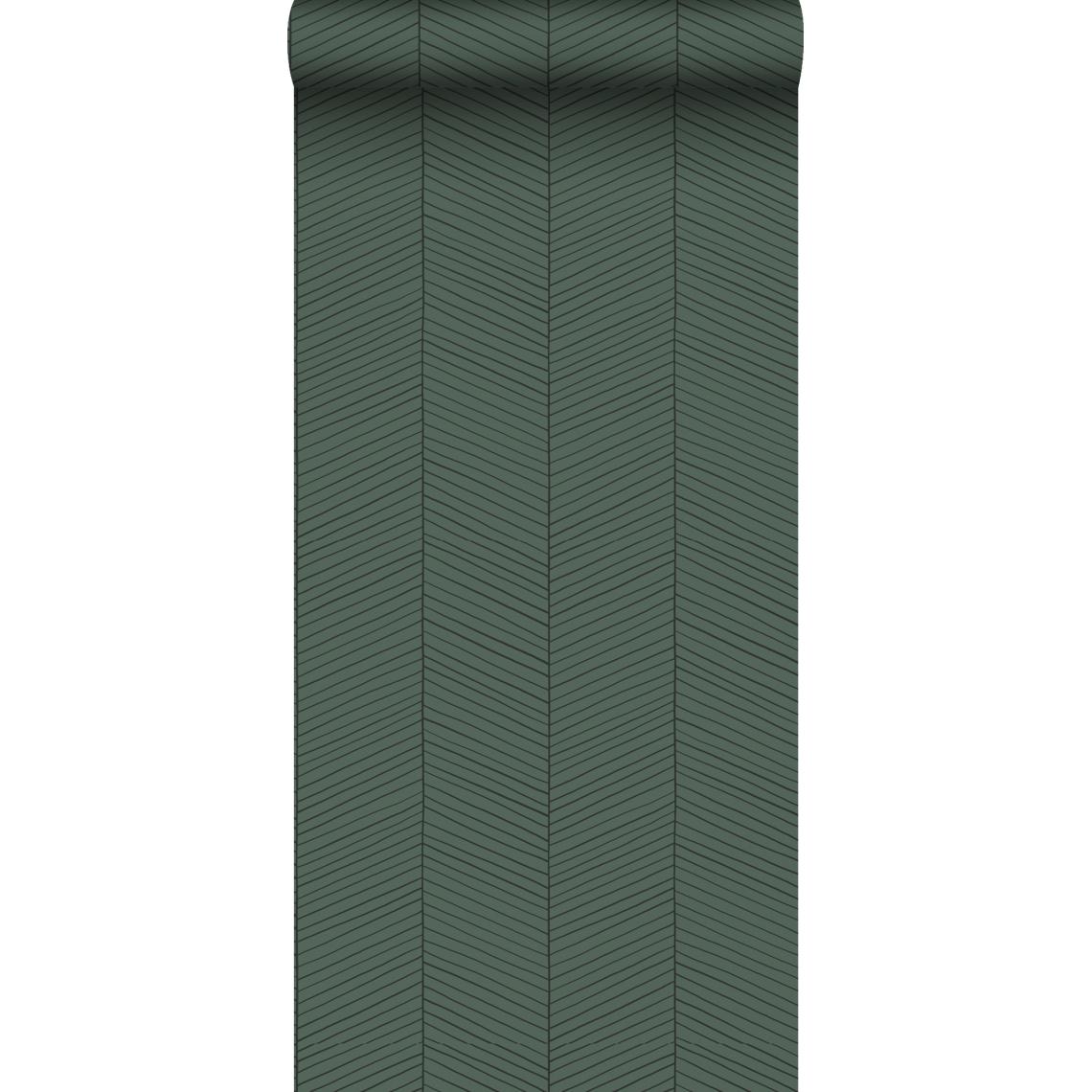 ESTAhome - ESTAhome papier peint chevron vert et noir - 139307 - 0.53 x 10.05 m - Papier peint